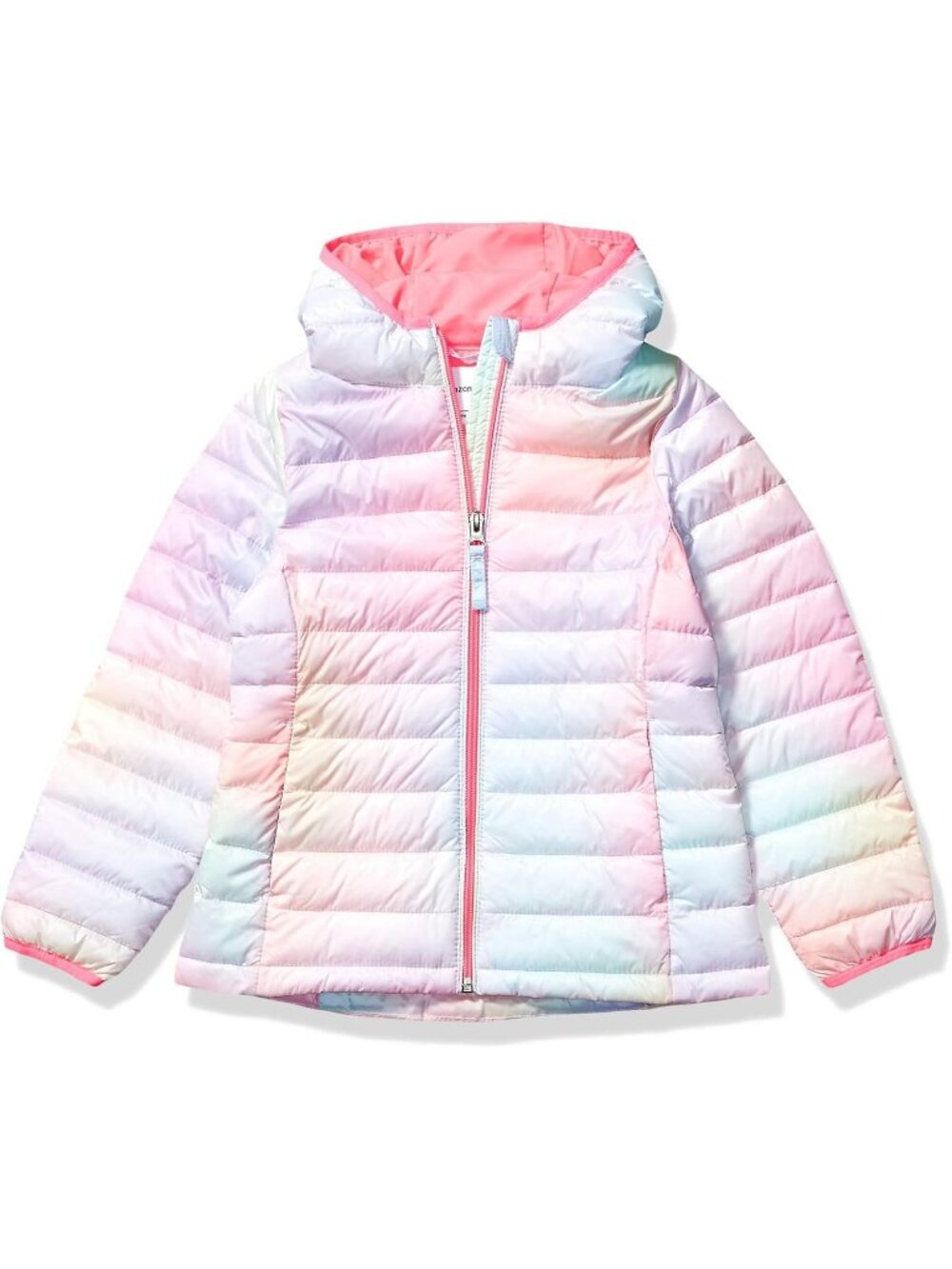 Kids Girls Pink Ombre Nylon Lightweight Packable Hooded Stylish Puffer Jacket
